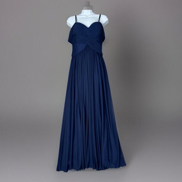 Alex Evenings Dresses & Skirts - Alex Evenings Womens Dress 6 Blue Mesh Gown Bow Back Formal Bridesmaid Wedding